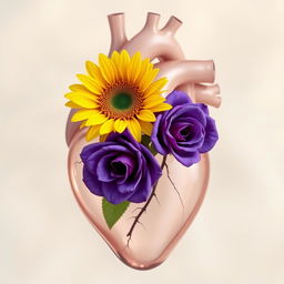 A transparent anatomical heart illustration, showcasing intricate details of the heart's structure