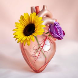 A beautiful anatomical heart that is transparent, showcasing intricate details and textures