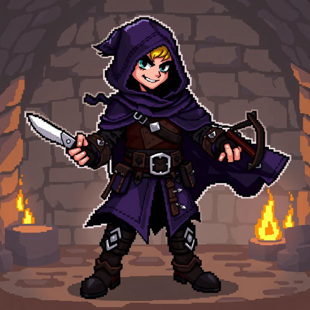 A 48x48 pixel art character designed for a rogue-like fantasy game