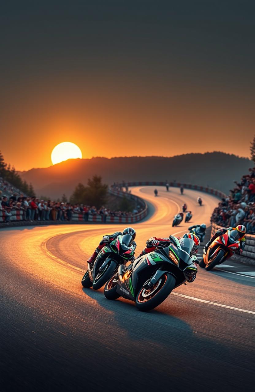 Thrilling Motorcycle Race on Winding Mountain Roads