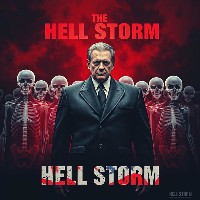 A dramatic movie poster for a fictional film titled 'Hell Storm' set in a dystopian American dictatorship