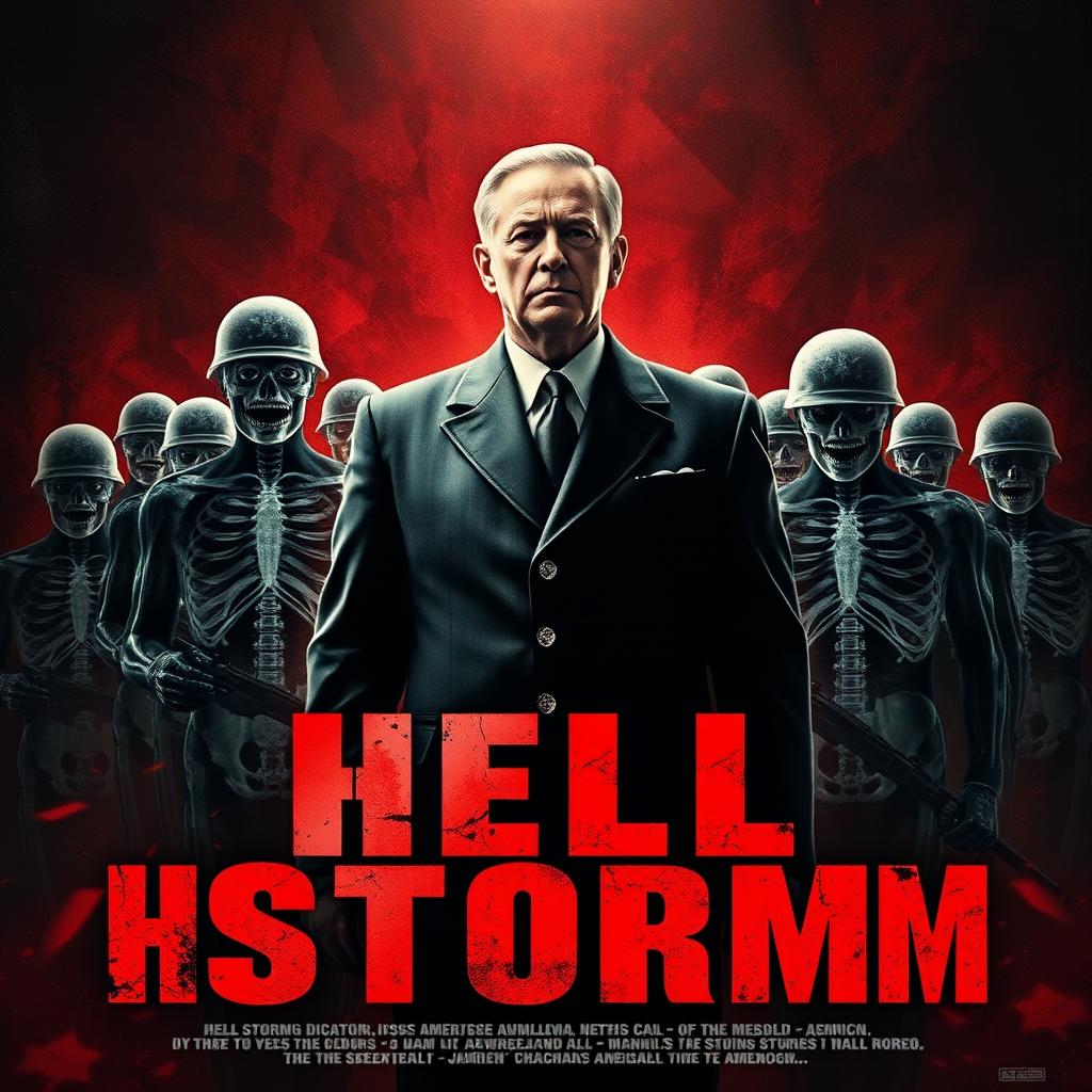 A dramatic movie poster for a fictional film titled 'Hell Storm' set in a dystopian American dictatorship