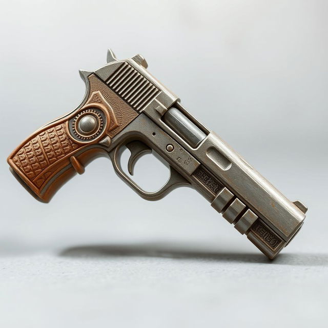 A creative and unique design of a gun-shaped plaster, featuring detailed textures and a realistic look