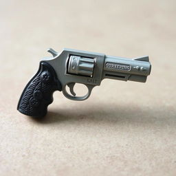 A creative and unique design of a gun-shaped plaster, featuring detailed textures and a realistic look