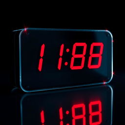 A digital clock showing the time exactly one hour ago, with bold red numbers indicating the time