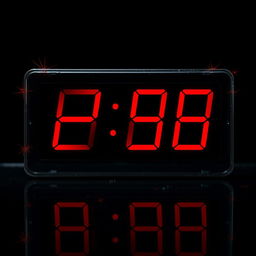 A digital clock showing the time exactly one hour ago, with bold red numbers indicating the time