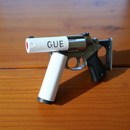A unique object that is half chalk and half a firearm, creatively blended together, showcasing the chalk texture and the metallic features of the gun