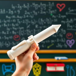 A creatively designed weapon that resembles a chalk piece, showcasing intricate details that mimic the texture and appearance of chalk