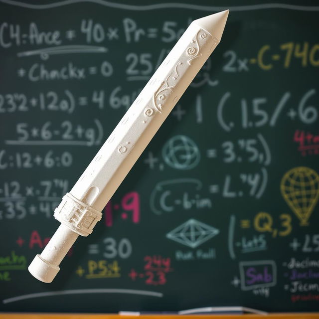 A creatively designed weapon that resembles a chalk piece, showcasing intricate details that mimic the texture and appearance of chalk