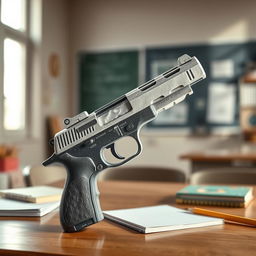 A unique and artistic interpretation of chalk designed to resemble a firearm