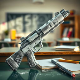 A unique and artistic interpretation of chalk designed to resemble a firearm