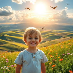 A child standing in front of a beautiful and expansive landscape