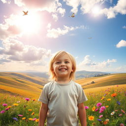 A child standing in front of a beautiful and expansive landscape