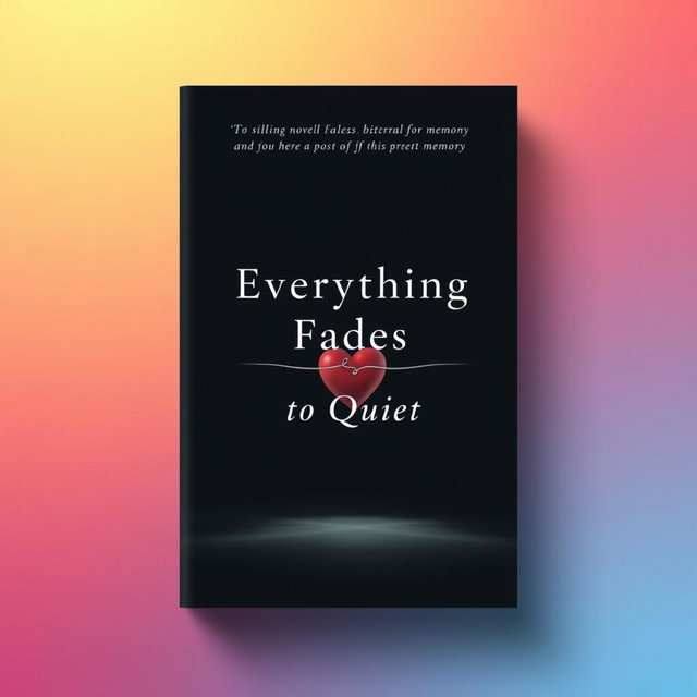 A minimalistic book cover design for a novel titled 'Everything Fades to Quiet'
