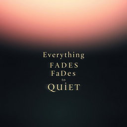 A minimalistic book cover design for a novel titled 'Everything Fades to Quiet'