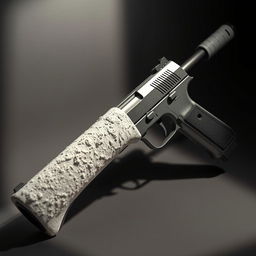 A unique weapon design featuring a firearm that is half gun and half chalk