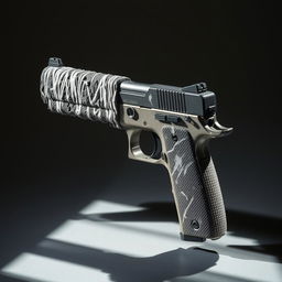 A unique weapon design featuring a firearm that is half gun and half chalk