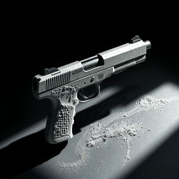 A unique weapon design featuring a firearm that is half gun and half chalk