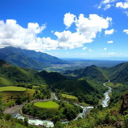 A stunning landscape of Ecuador featuring diverse ecosystems including majestic mountains, lush rainforests, and scenic coastlines