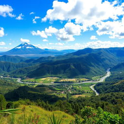 A stunning landscape of Ecuador featuring diverse ecosystems including majestic mountains, lush rainforests, and scenic coastlines