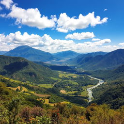 A stunning landscape of Ecuador featuring diverse ecosystems including majestic mountains, lush rainforests, and scenic coastlines