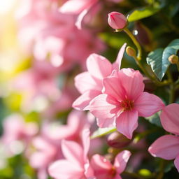A close-up, artistic representation of a soft, pink floral theme, with delicate petals and a soothing ambiance