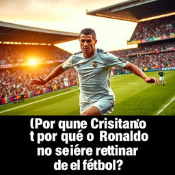 Cristiano Ronaldo is seen on a football field during a match, intensely focused and showing determination as he dribbles past defenders