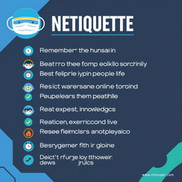 A visually appealing poster on netiquette featuring a list of 10 rules
