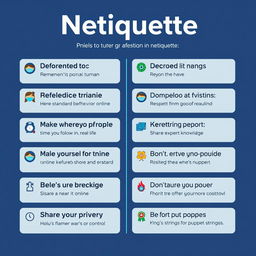 A visually appealing poster on netiquette featuring a list of 10 rules