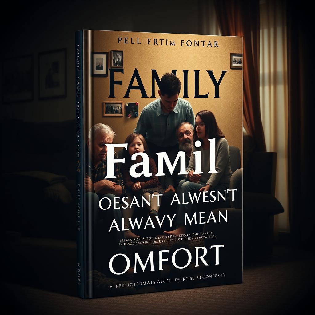 An emotionally powerful book cover design that captures the theme 'Family Doesn’t Always Mean Comfort'