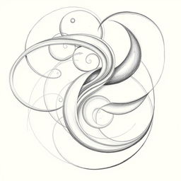 A beautifully crafted drawing predominantly featuring intricate curves and flowing lines, showcasing an abstract design