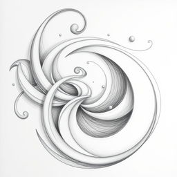 A beautifully crafted drawing predominantly featuring intricate curves and flowing lines, showcasing an abstract design