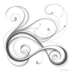 A beautifully crafted drawing predominantly featuring intricate curves and flowing lines, showcasing an abstract design