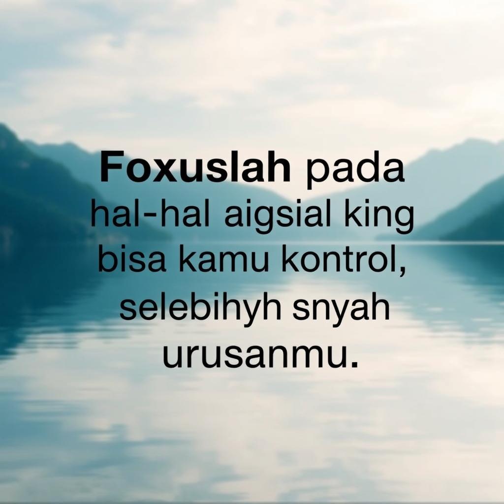 "Fokuslah pada hal-hal yang bisa kamu kontrol, selebihnya bukanlah urusanmu