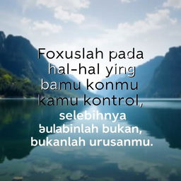 "Fokuslah pada hal-hal yang bisa kamu kontrol, selebihnya bukanlah urusanmu