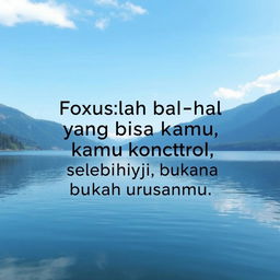 "Fokuslah pada hal-hal yang bisa kamu kontrol, selebihnya bukanlah urusanmu