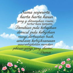 "Sama seperti harta karun yang ditemukan dari bumi, demikian pula kebajikan muncul dari perbuatan baik, dan kebijaksanaan muncul dari pikiran yang murni dan damai