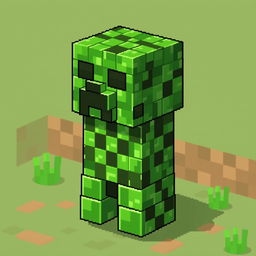 A pixel art depiction of a Creeper character from Minecraft, made entirely out of command blocks