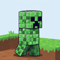 A pixel art depiction of a Creeper character from Minecraft, made entirely out of command blocks