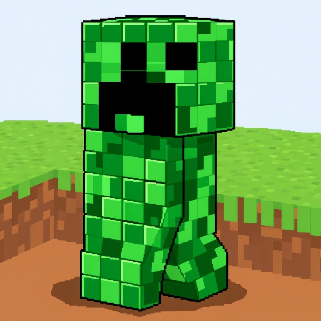 A pixel art depiction of a Creeper character from Minecraft, made entirely out of command blocks