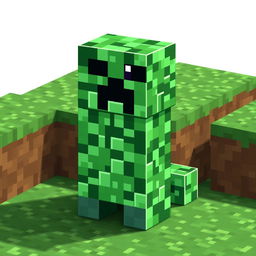 A pixel art rendition of a Creeper from Minecraft, creatively constructed using command blocks