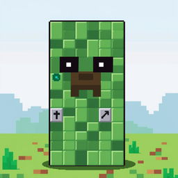A pixel art depiction of a creeper from the game Minecraft, but instead of its traditional texture, it features a body made entirely of command blocks