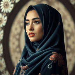 A beautiful woman wearing a hijab, depicted in an artistic and respectful manner
