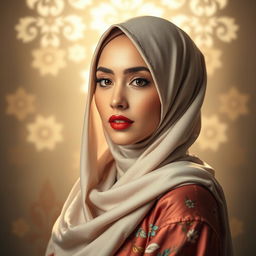 A beautiful woman wearing a hijab, depicted in an artistic and respectful manner