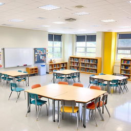 A spacious school environment featuring four distinct classrooms