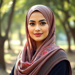 A beautiful woman wearing a hijab, exuding an aura of confidence and elegance