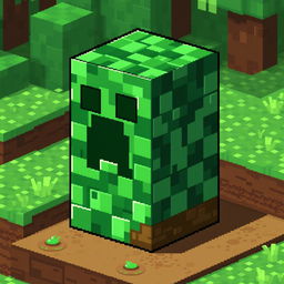 A pixel art representation of a Minecraft creeper with an innovative design: its body is made of command blocks