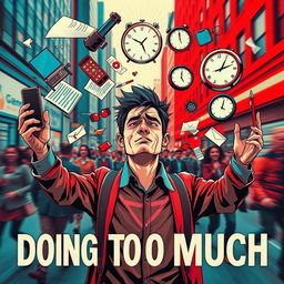 A representation of the concept of 'doing too much,' captured in a visually striking scene featuring a person juggling multiple tasks and responsibilities