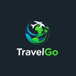 Design a modern and sleek logo for a travel agency named 'TravelGo'