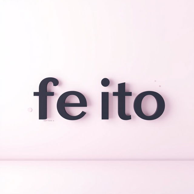 A minimalist and elegant scene featuring the word 'feito' prominently displayed in a stylish, modern font